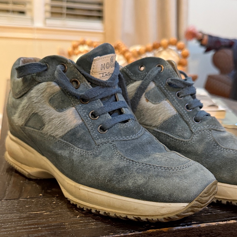 Hogan Women’s Blue Suede Sneakers